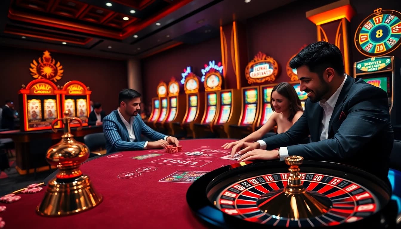 Exciting gameplay at s8 casino featuring vibrant slot machines and poker tables.