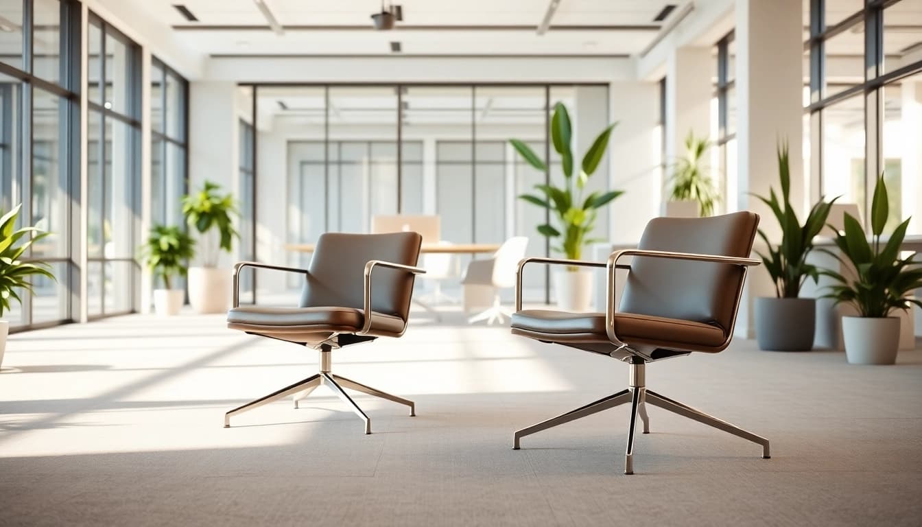 Refurbished Vitra chairs enhancing a stylish modern office environment with sleek designs.