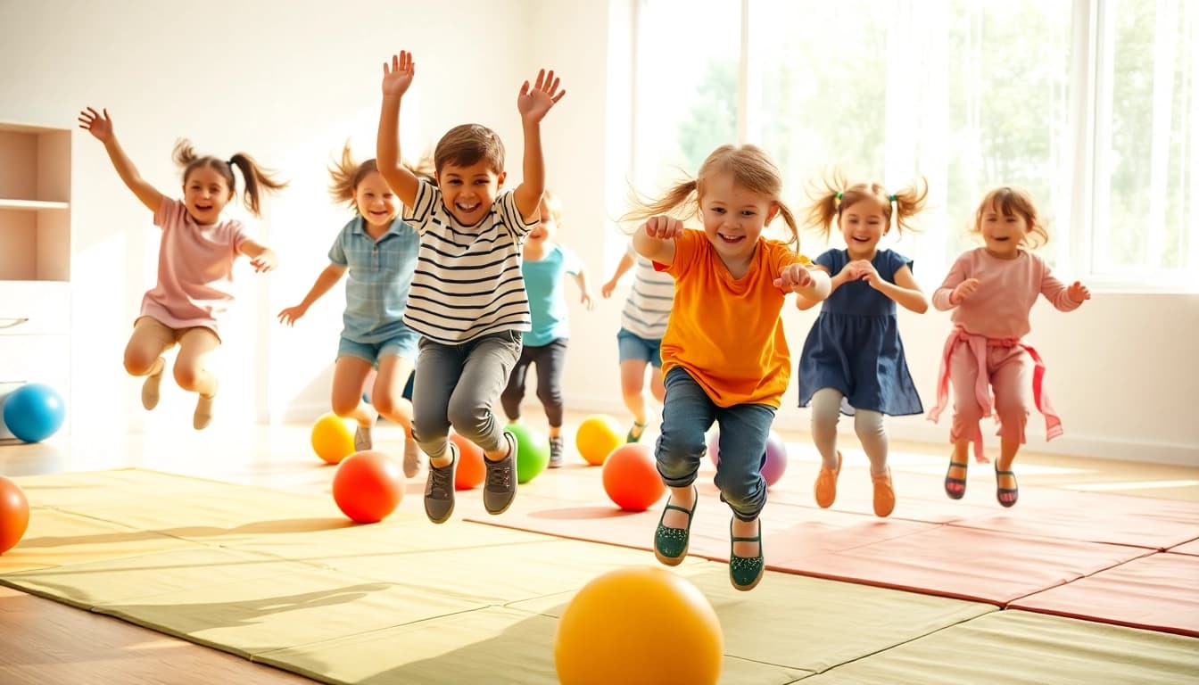 Aktive Kinder spielen Drinnen mit Ball, um mehr dazu lesen.