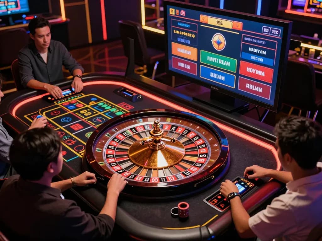 78winvina players engaged in thrilling roulette action, highlighting strategic betting excitement online.