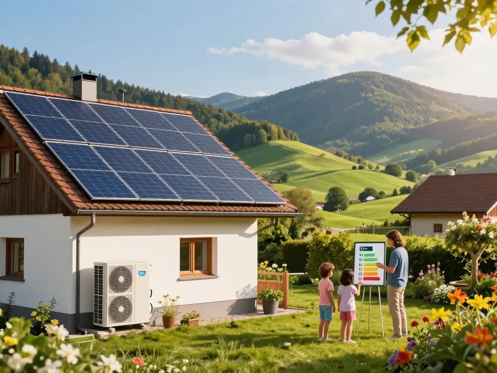 Familie genießt grüne Energielösungen mit Photovoltaik Bayern und Wärmepumpen