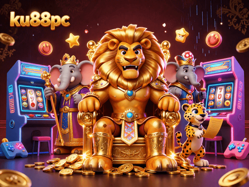 Engage with ku88pc to experience vibrant casino action featuring a dynamic lion king surrounded by thrilling game elements.