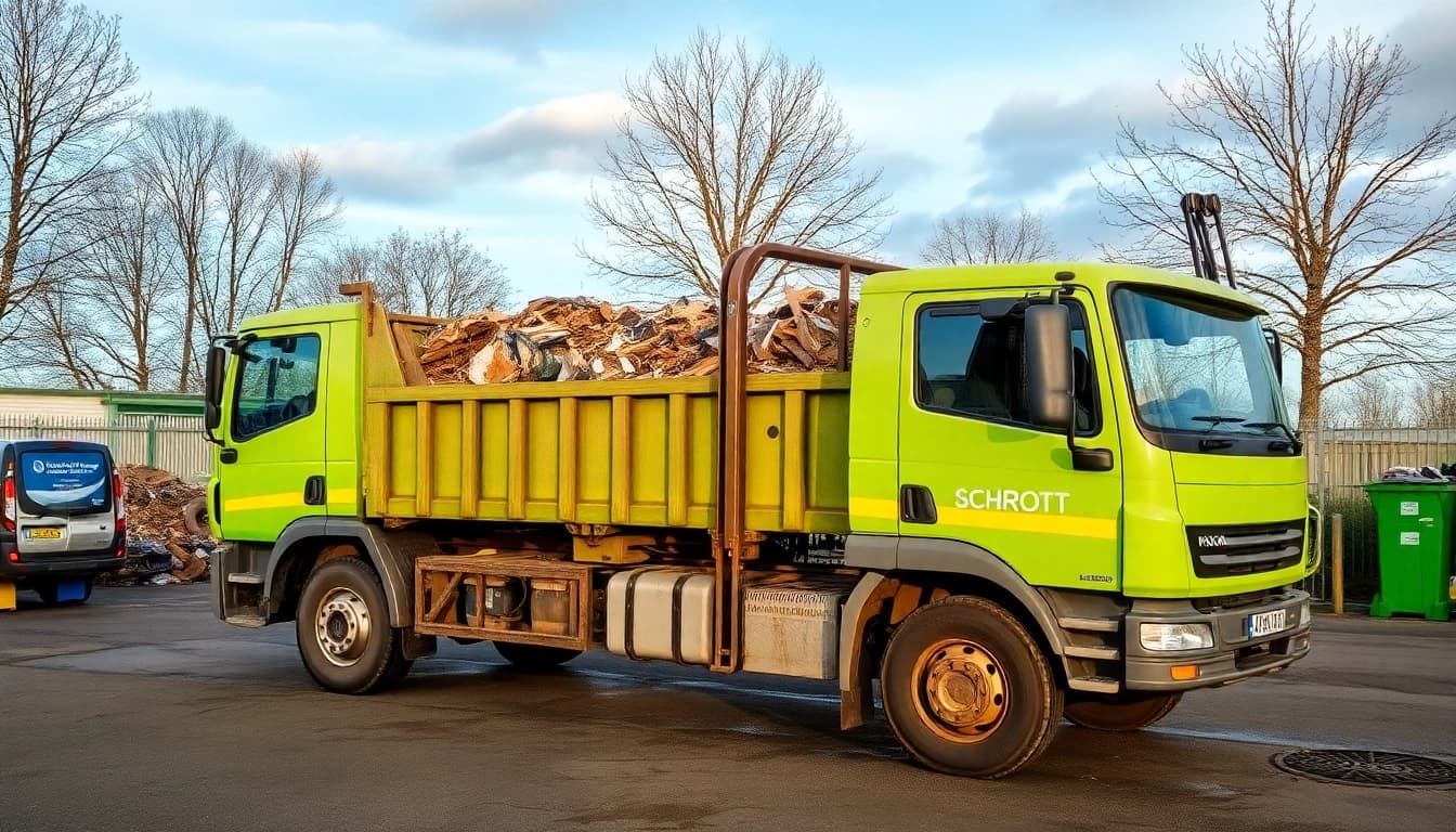 Schrottabholung Bottrop: Professionelle Schrottabholung mit engagierten Schrotthändlern bei der Arbeit.