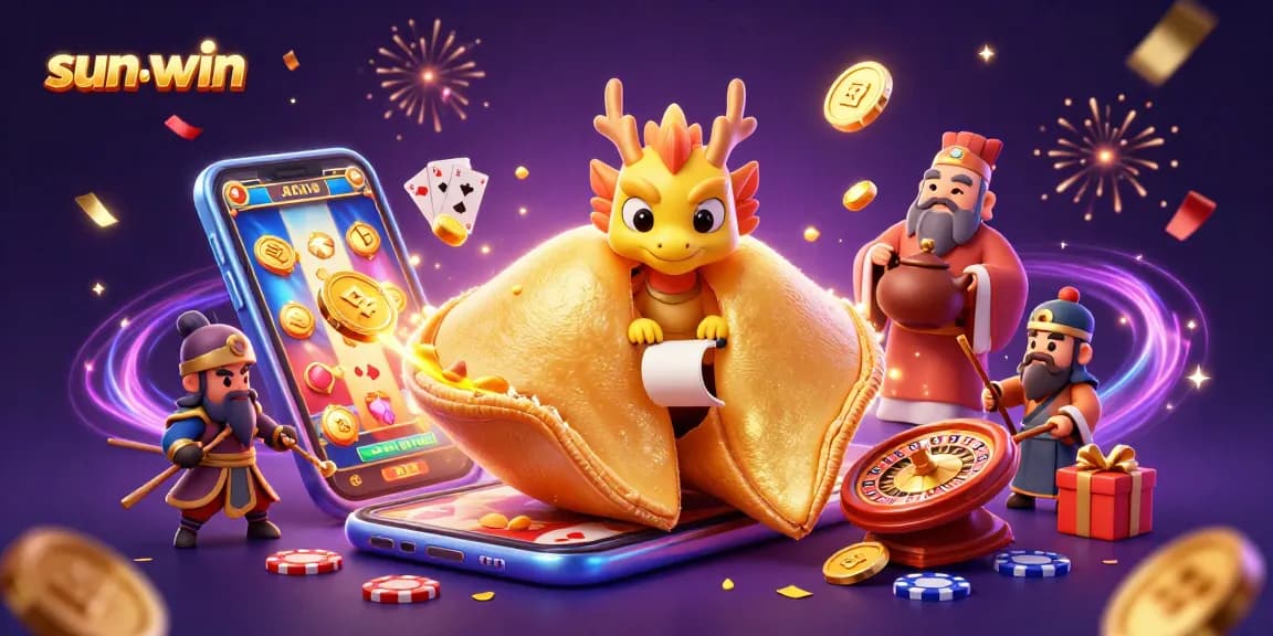 Experience the excitement of sun-win with a vibrant 3D gaming scene full of fortune and fun.