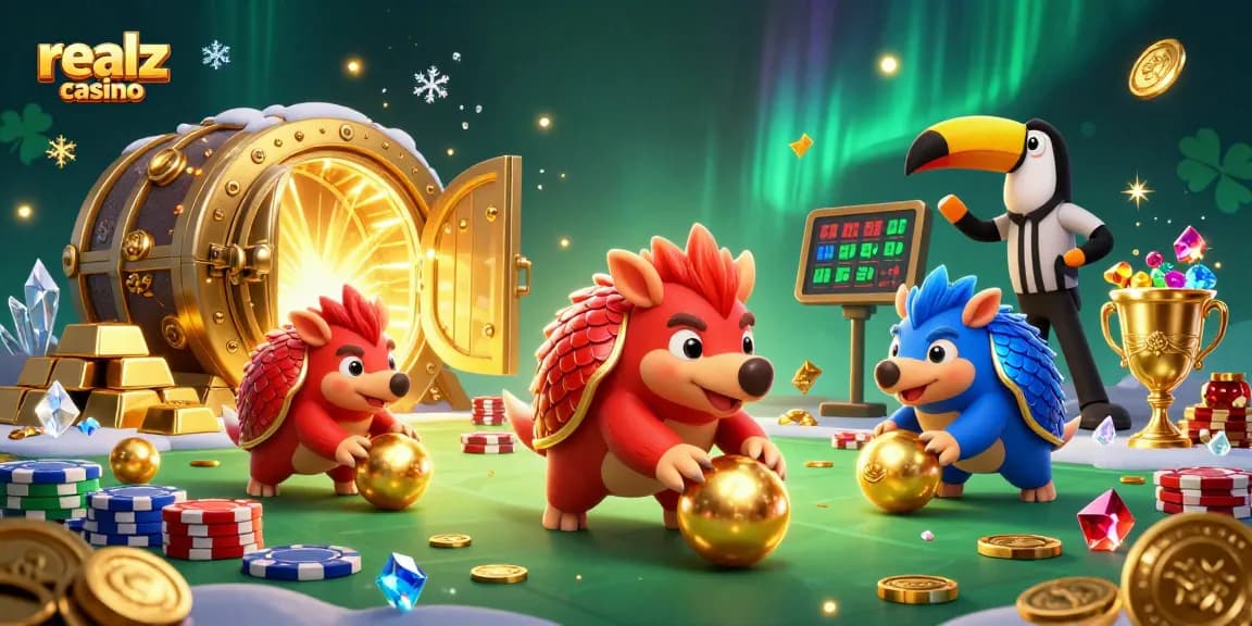 Experience the excitement of realz casino with vibrant pangolins bowling through poker chips.
