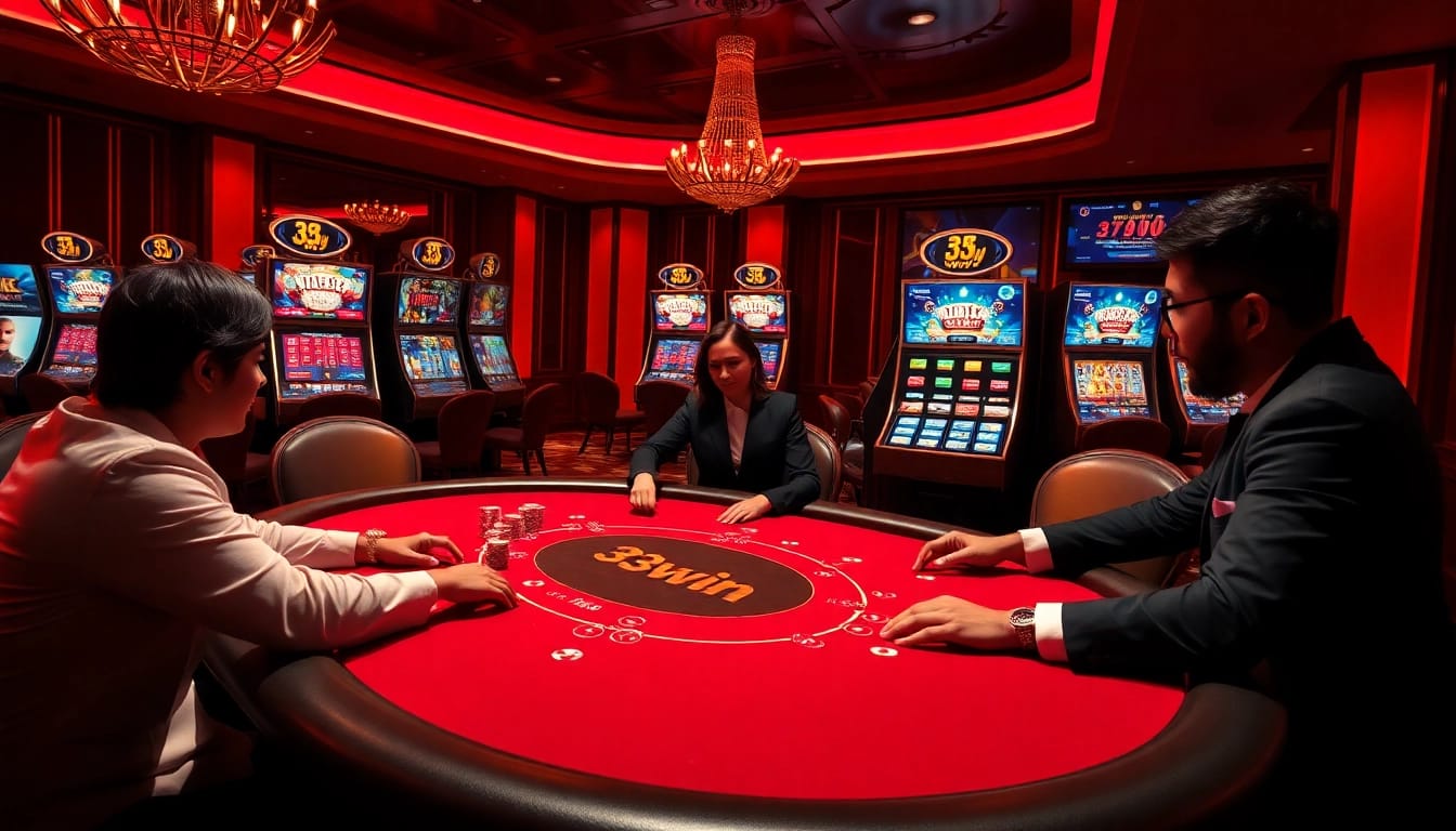 Exciting poker game scene highlighting the luxury of 33win's gaming experience.