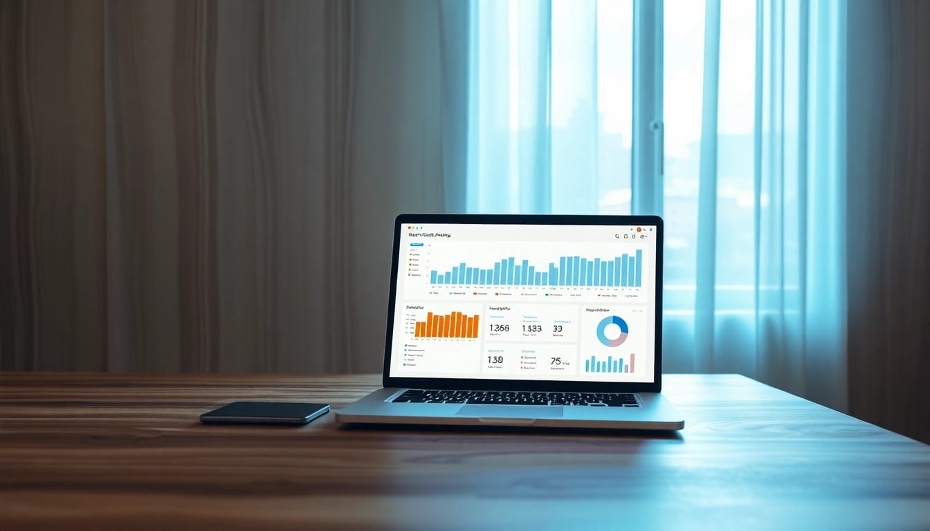 Verfolgen Sie den Web-Rang mit einem benutzerfreundlichen Dashboard auf einem inspirierenden Schreibtisch.
