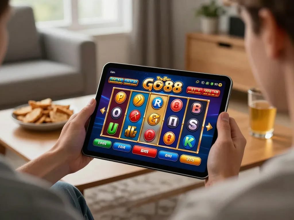 Tương tác với ứng dụng casino Go 88 trên máy tính bảng, tận hưởng trải nghiệm chơi game có trách nhiệm tại nhà.
