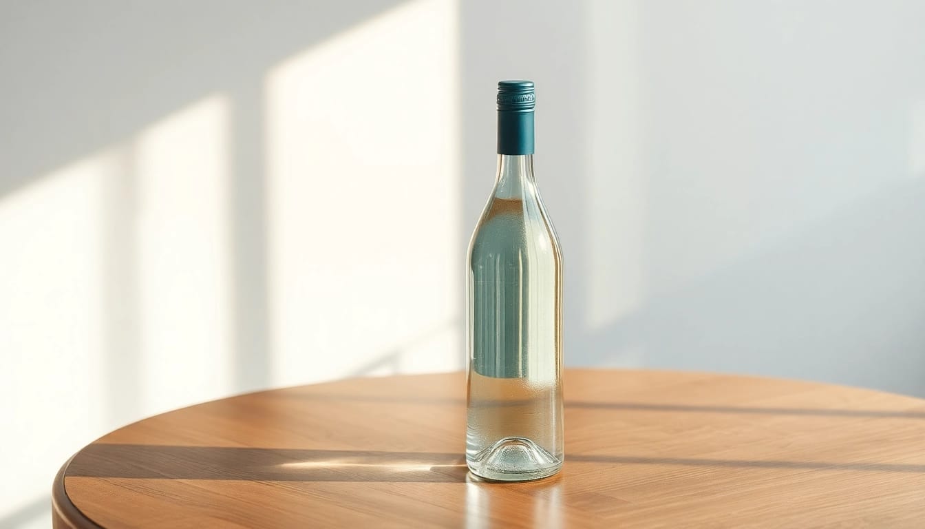 Kolloidales Silber kaufen: Hochwertige Flasche auf einem eleganten Tisch mit sanftem Licht.