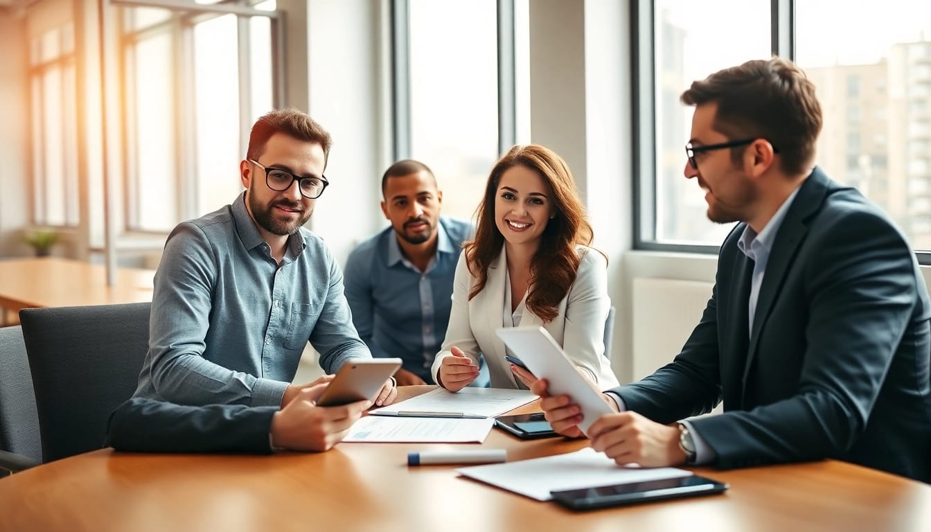 Headhunter Ingenieure treffen sich in einem modernen Büro, um Lebensläufe zu besprechen.