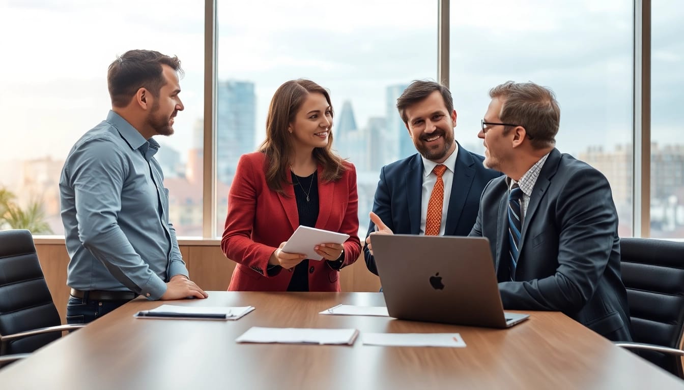 Professioneller Headhunter Kassel diskutiert mit Klienten in einem modernen Büro.