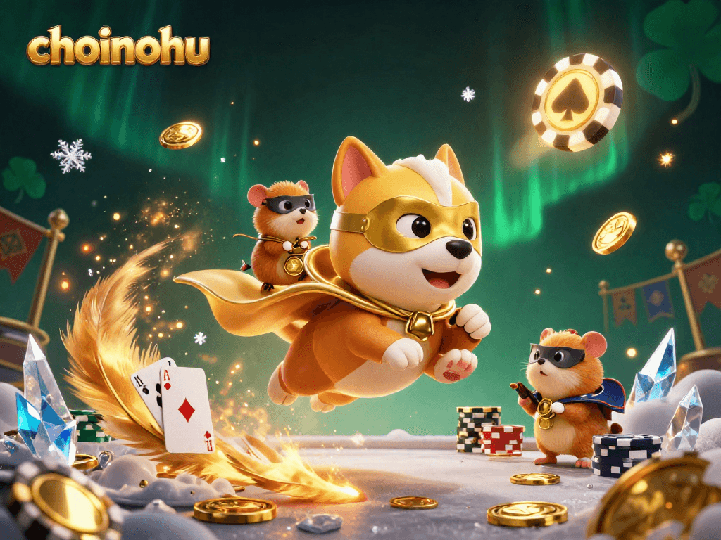 Experience thrilling poker adventures with choinohu characters in action among rich casino elements.