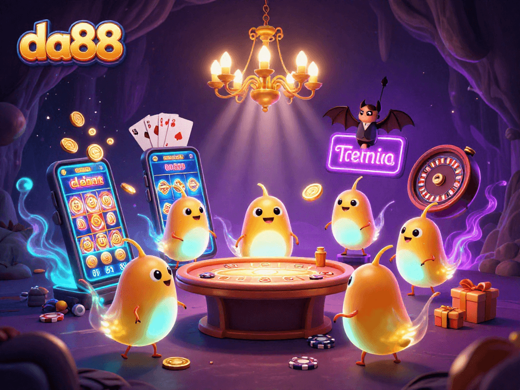 Experience the excitement at da88 casino with lively gameplay, neon lights, and vibrant slot machines.