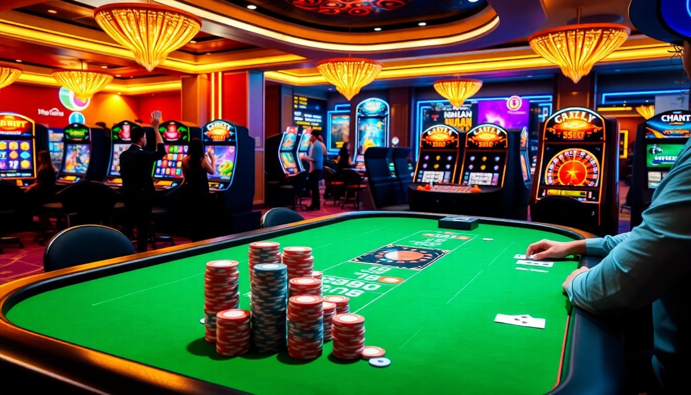 Engaging gameplay at Nhà Cái S8 casino platform with vibrant slot machines and poker action.
