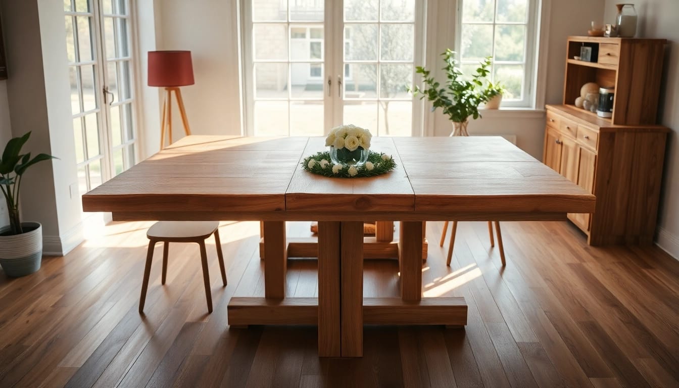Genießen Sie den massiven Eiche Esstisch mit Baumkante, der stilvollen Komfort und natürliche Eleganz in Ihrem Esszimmer bietet.