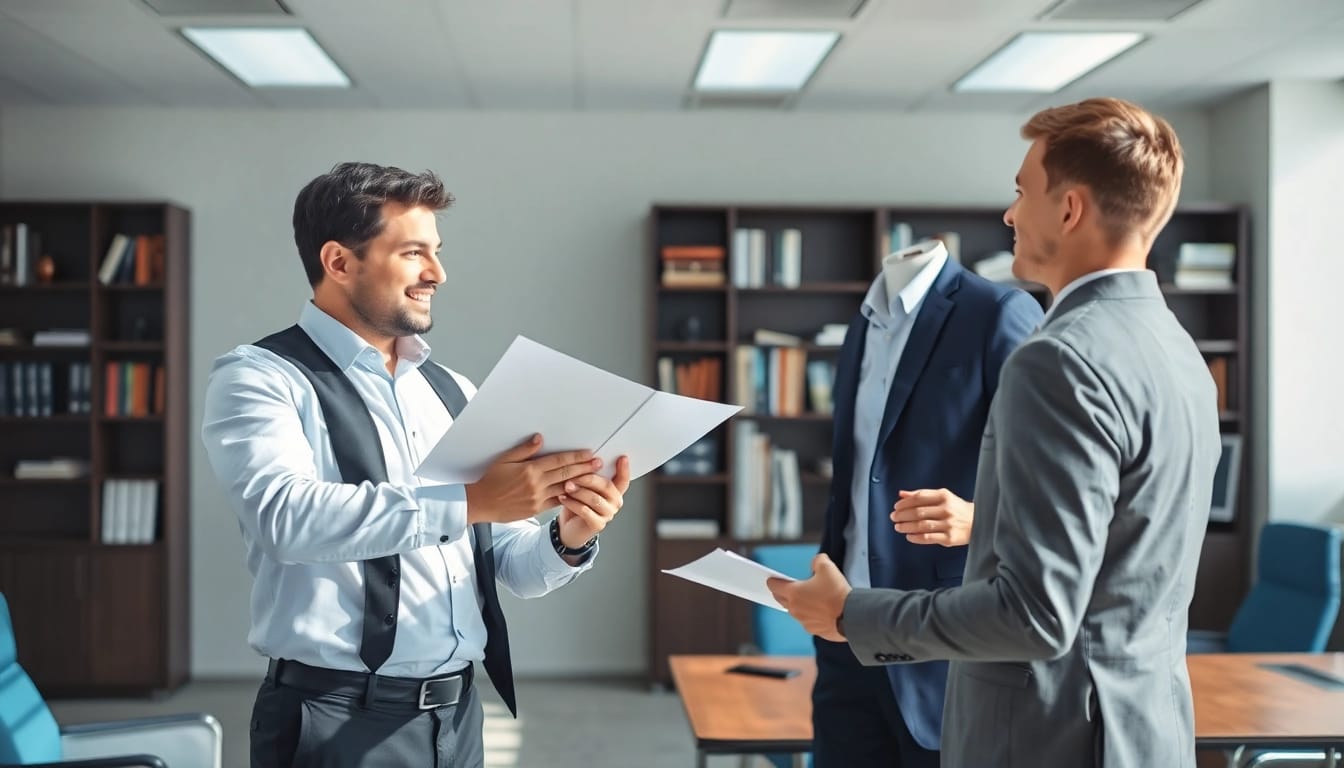 Vertriebs-Headhunter präsentiert strategische Informationen in einem modernen Büro.