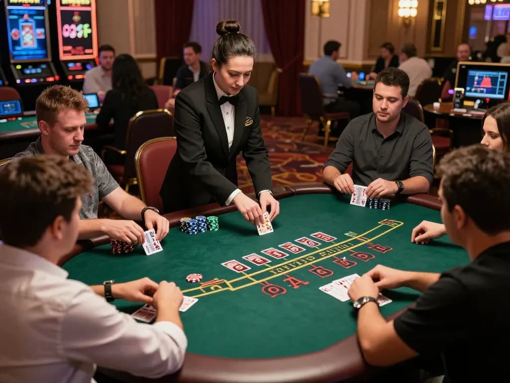 Players engaging in a dynamic live blackjack game at MAN88 with professional dealers and vibrant atmosphere.