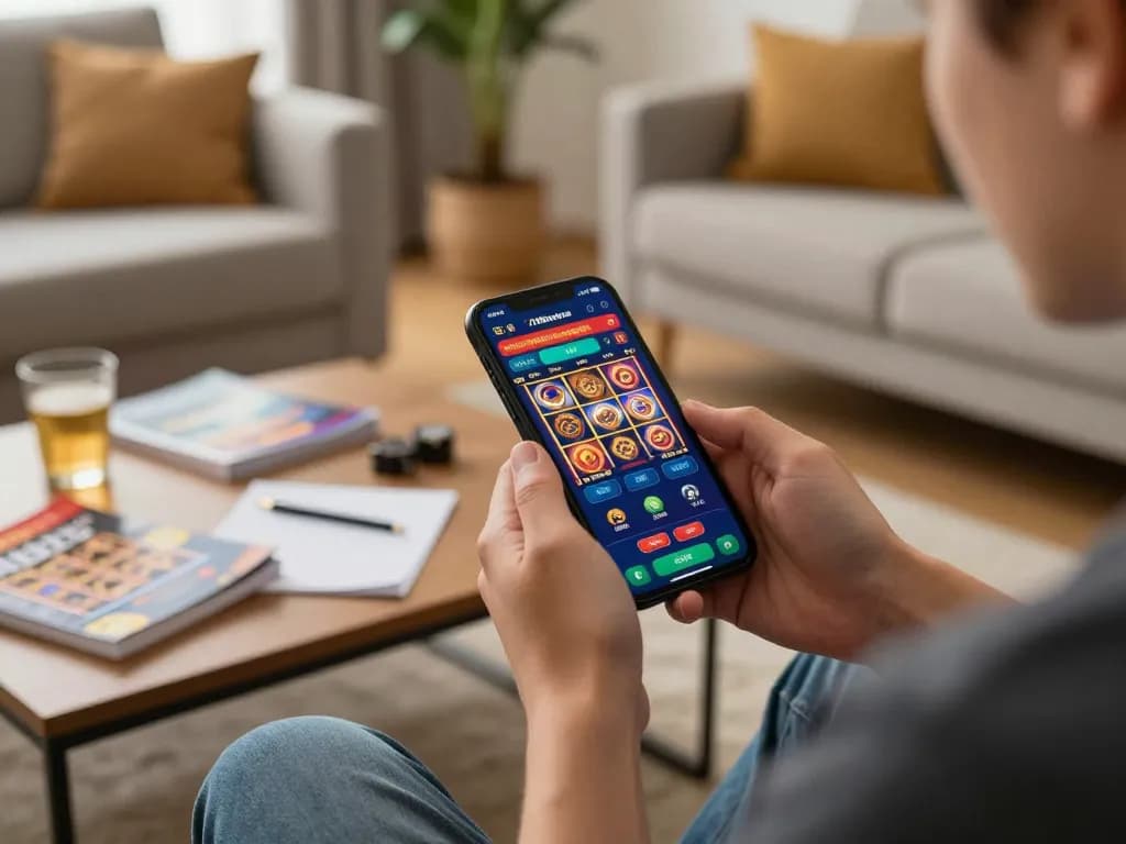 Playing casino games on 789betpa app, dynamic mobile gaming experience at home.
