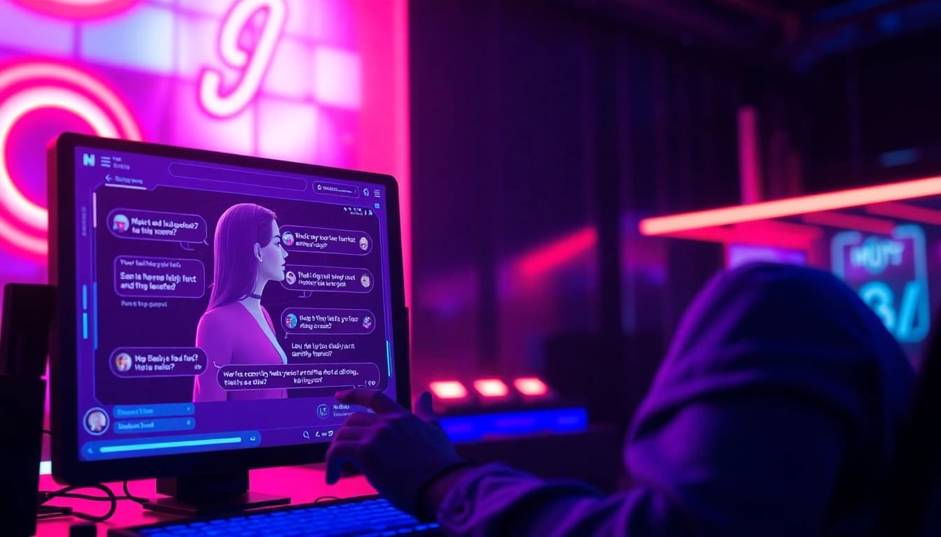 Intimate scene of a porn AI chat interface showcasing digital interactions.