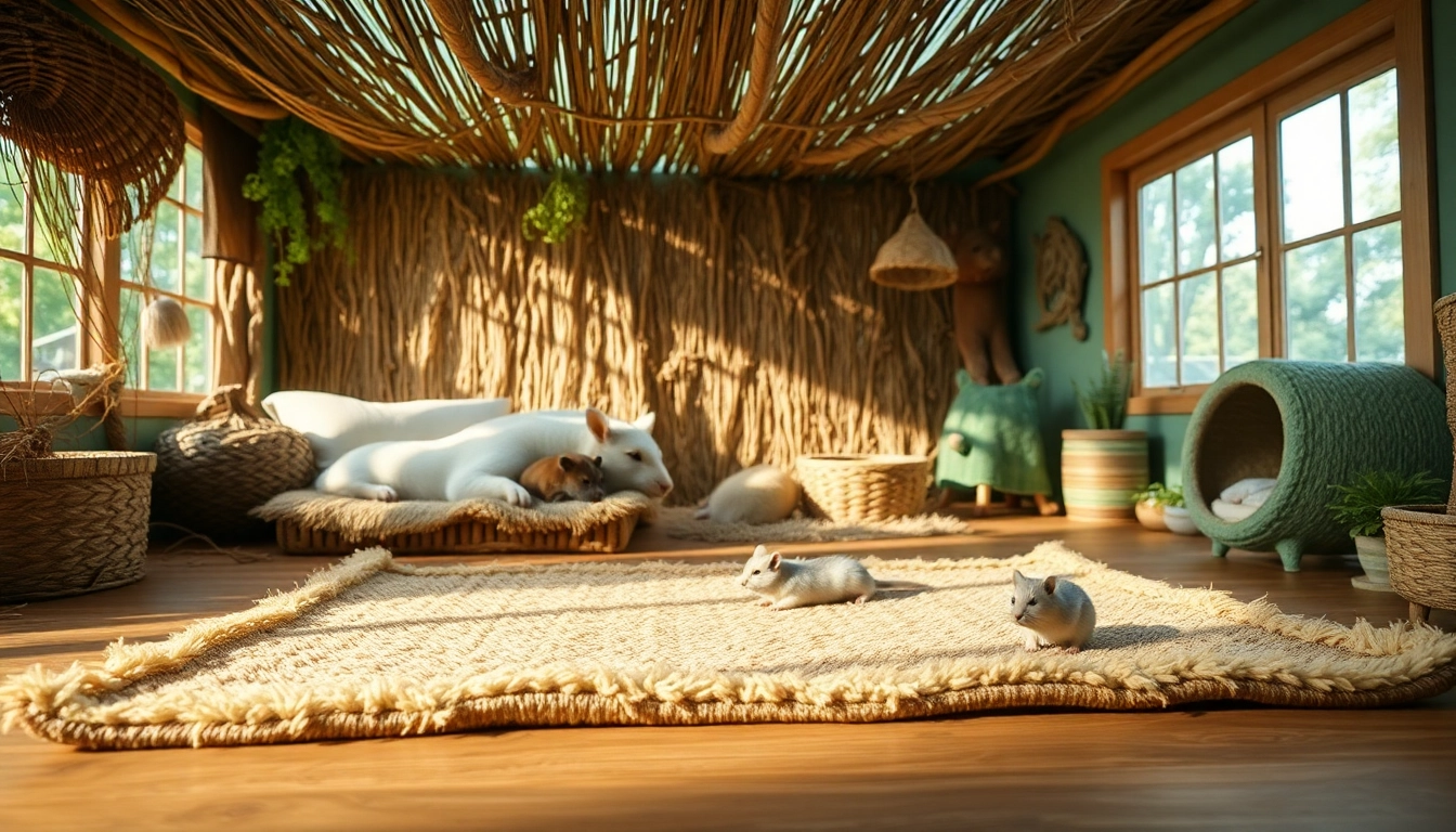 Hanfmatte in a cozy pet habitat, showcasing comfort for small animals.