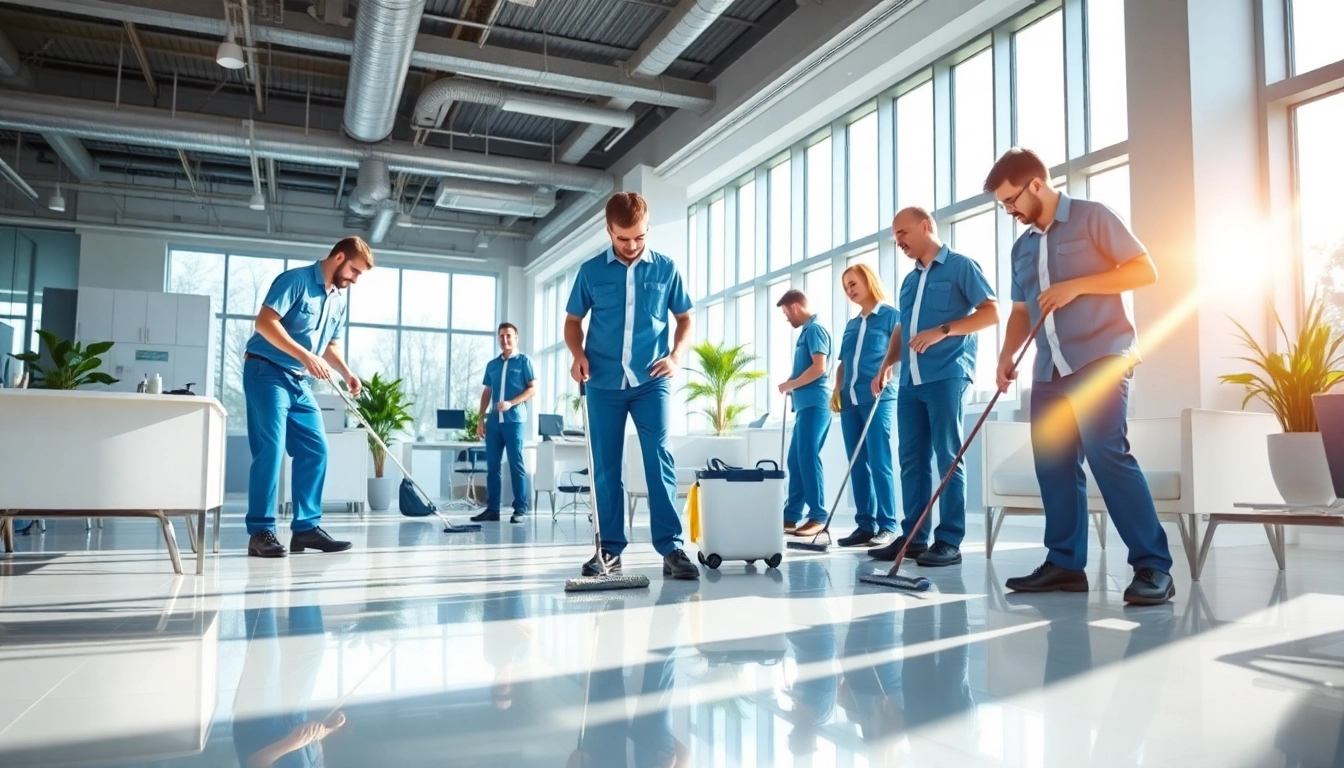 Efficient Gebäudereinigung Ulm durch ein professionelles Reinigungsteam in einem modernen Büro.