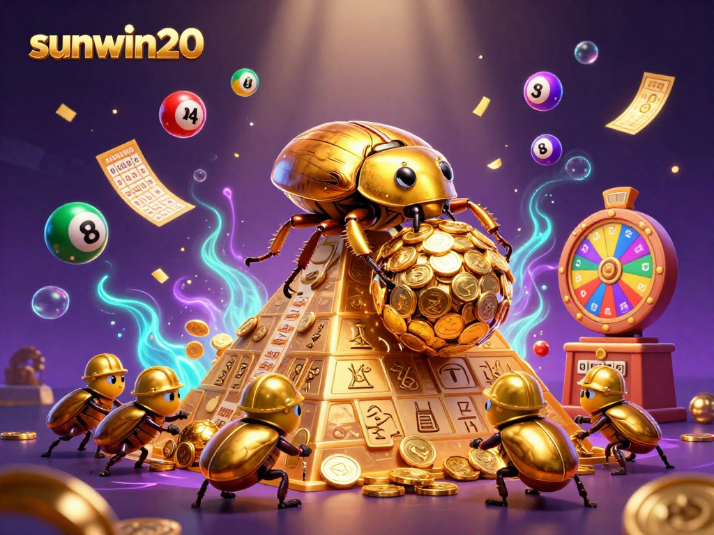Experience thrilling wins with sunwin20 through an exciting game of chance in this vivid illustration.