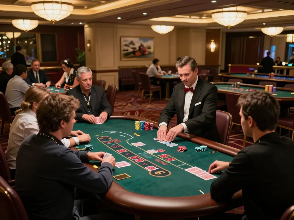 Các người chơi tham gia vào trận đấu blackjack chiến lược tại sòng bạc Sun win, thể hiện những khoảnh khắc hồi hộp.