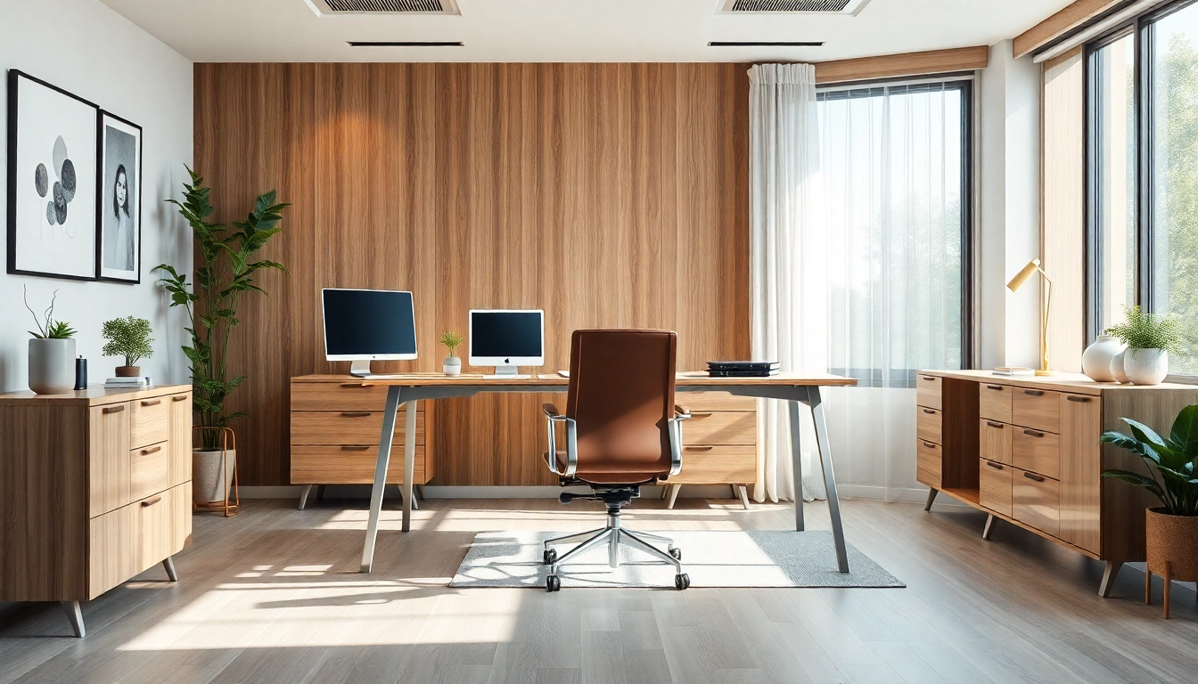 Entdecken Sie ergonomische Büromöbel in einem modernen Büro-Set, das stilvolle Lösungen für effizientes Arbeiten bietet.