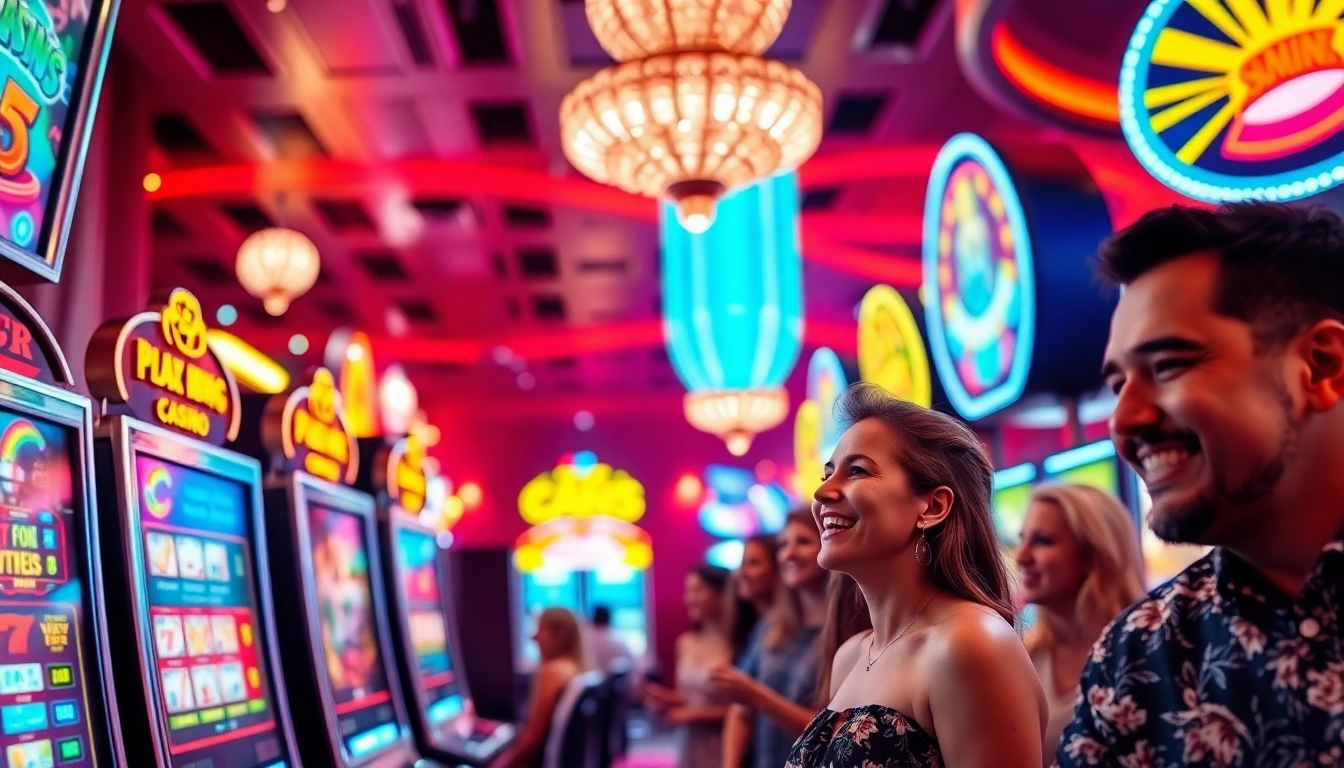 Experience the thrill of a Casino Bonus with lively slot machines and joyful players.