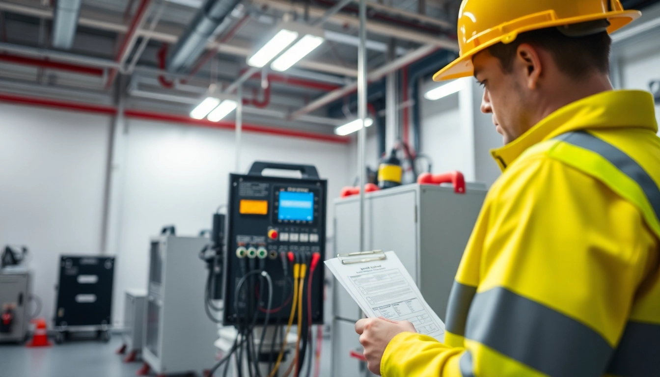 Inspecting devices for DGUV V3 Prüfung to ensure electrical safety and compliance.