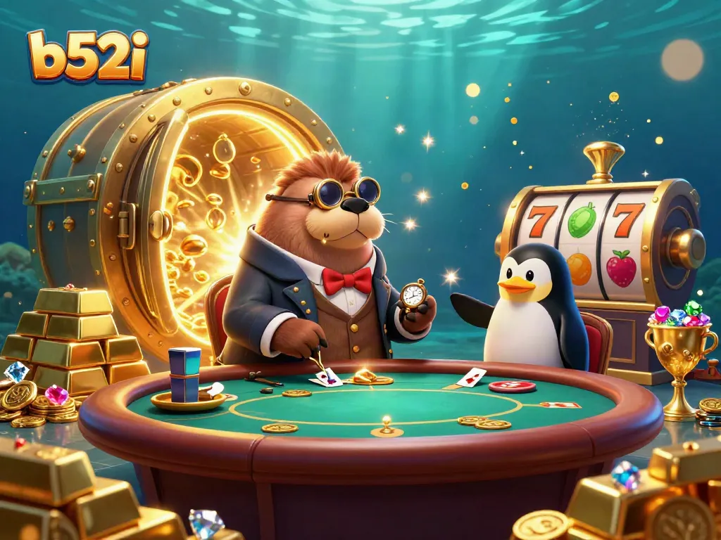 Experience the thrill of b52i while the walrus plays poker at an underwater casino.