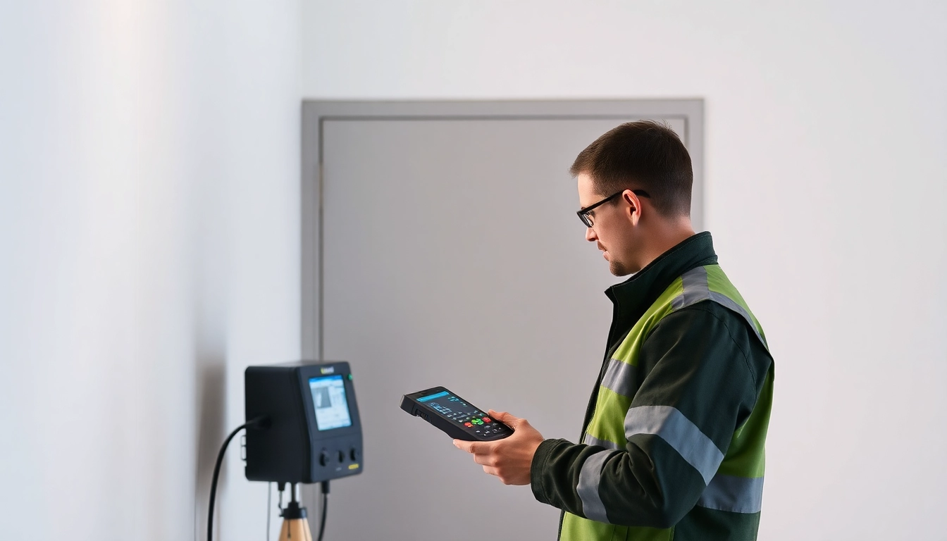 Professioneller Prüfer führt die DGUV V3 Prüfung an einem elektrischen Gerät durch, um Sicherheit am Arbeitsplatz zu gewährleisten.