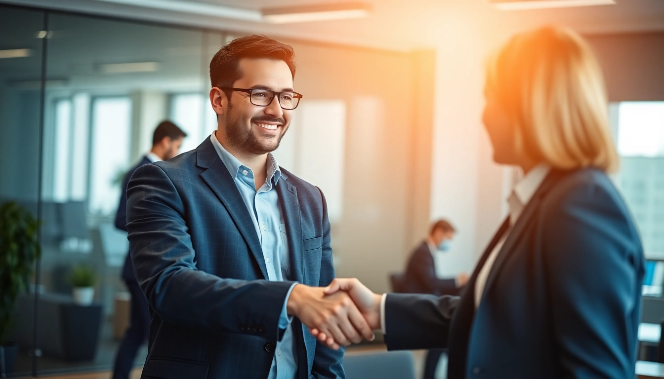 Headhunter Ingenieure shaking hands in a professional setting, symbolizing collaboration.