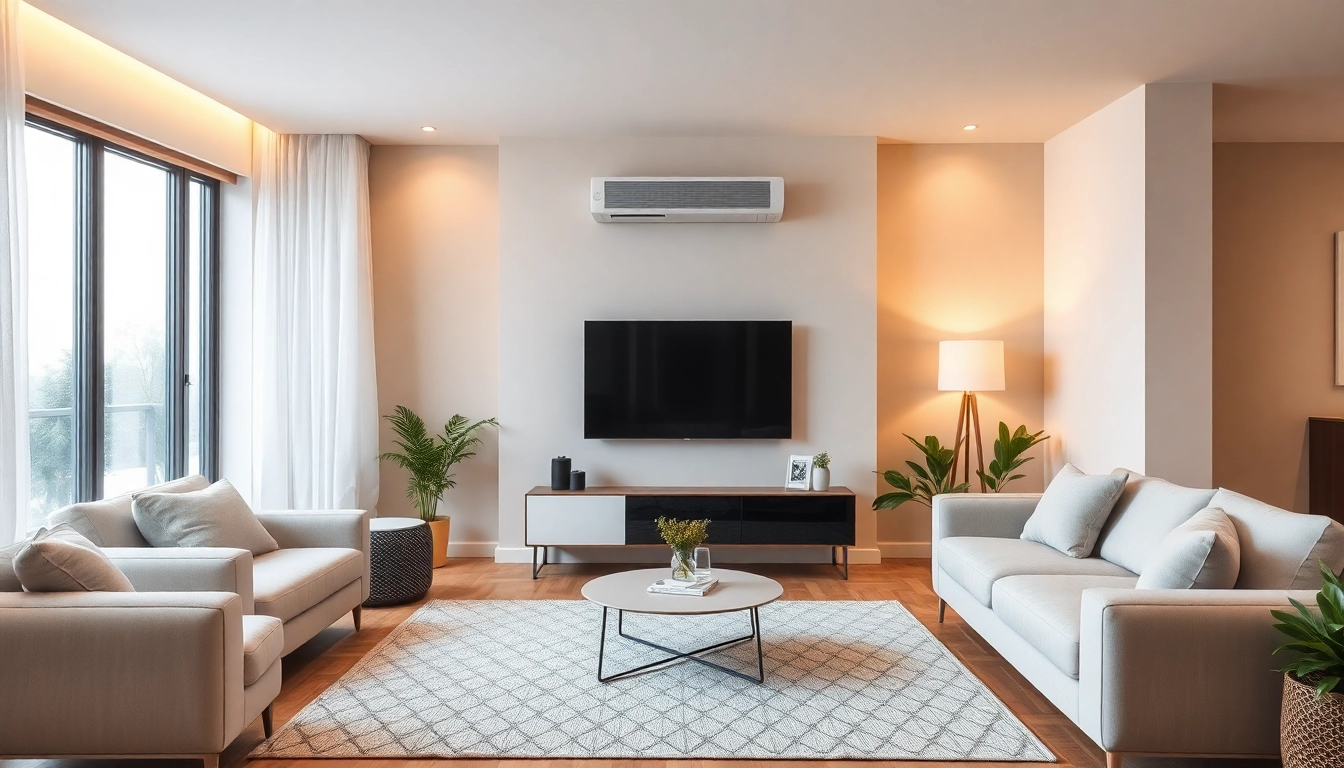 Klimaanlage im modernen Wohnzimmer sorgt für angenehmes Raumklima und Komfort.