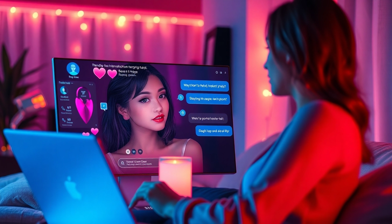 AI chat sex interaction with an engaging digital persona in a cozy virtual setting.