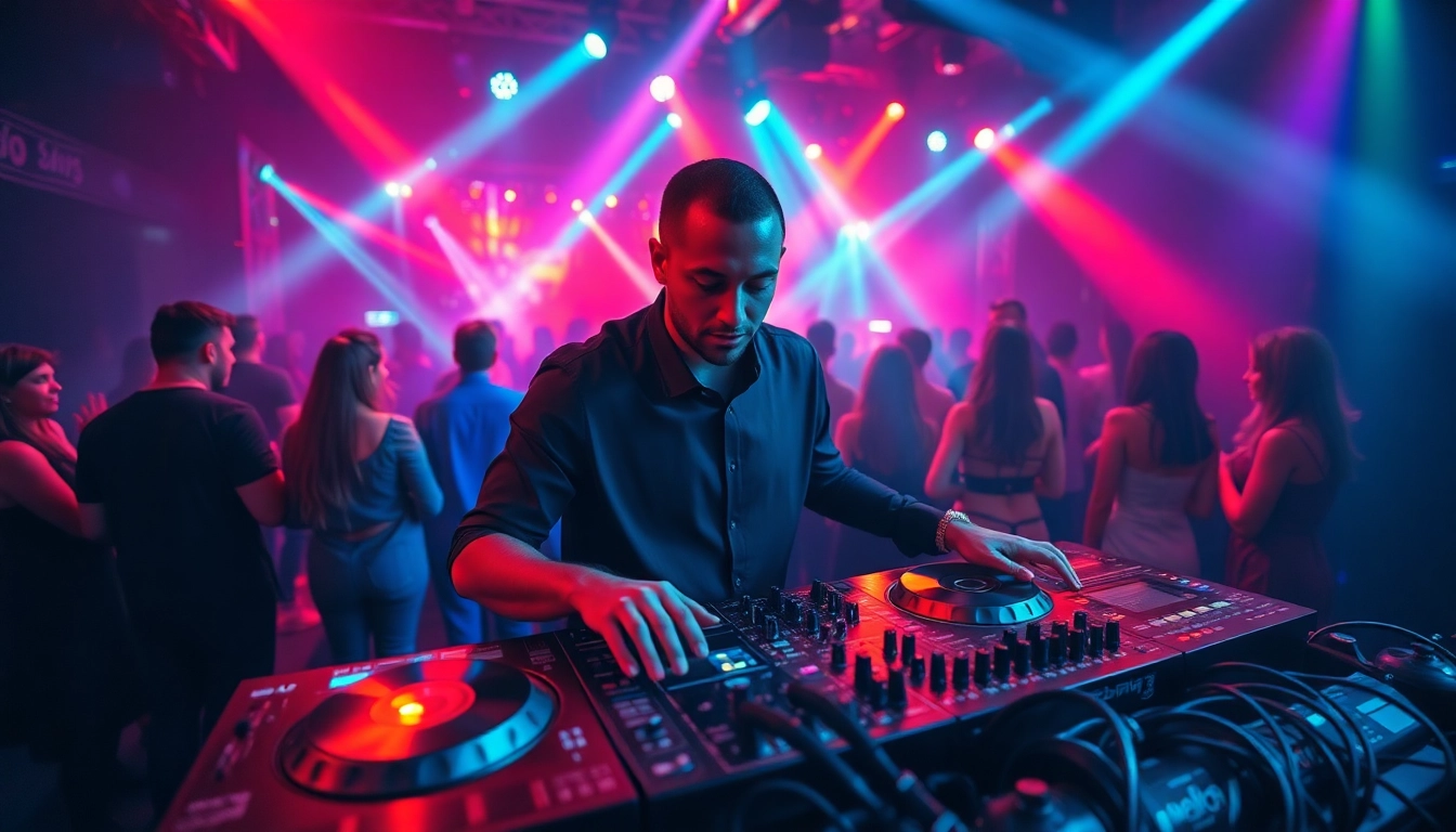 DJ in München begeistert die Menge mit pulsierenden Beats in einem lebhaften Nachtclub.