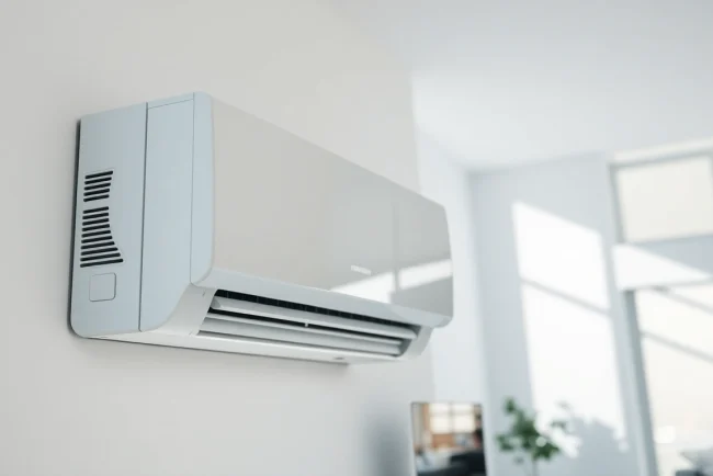 Efficient Klimaanlage enhances comfort in a modern living room with natural light.