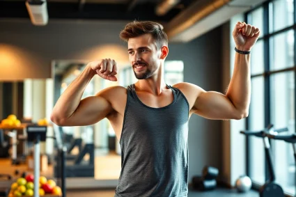 Aktiver Mensch im Fitnesskurs erlebt gewichtsverlust und motiviert durch gesunde Lebensweise.
