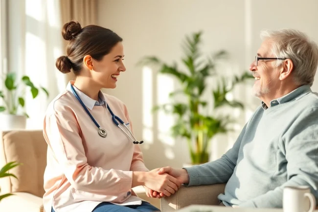 Pflegedienst unterstützt Senioren in ihrem Zuhause mit individueller Betreuung.