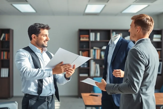 Vertriebs-Headhunter präsentiert strategische Informationen in einem modernen Büro.