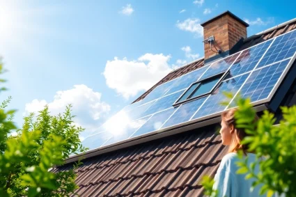 PV Module kaufen: Hochwertige Solarmodule auf einem modernen Dach mit strahlendem Sonnenlicht.