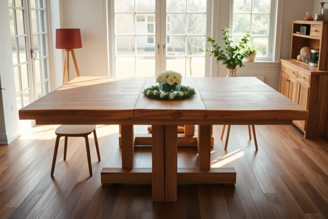 Genießen Sie den massiven Eiche Esstisch mit Baumkante, der stilvollen Komfort und natürliche Eleganz in Ihrem Esszimmer bietet.