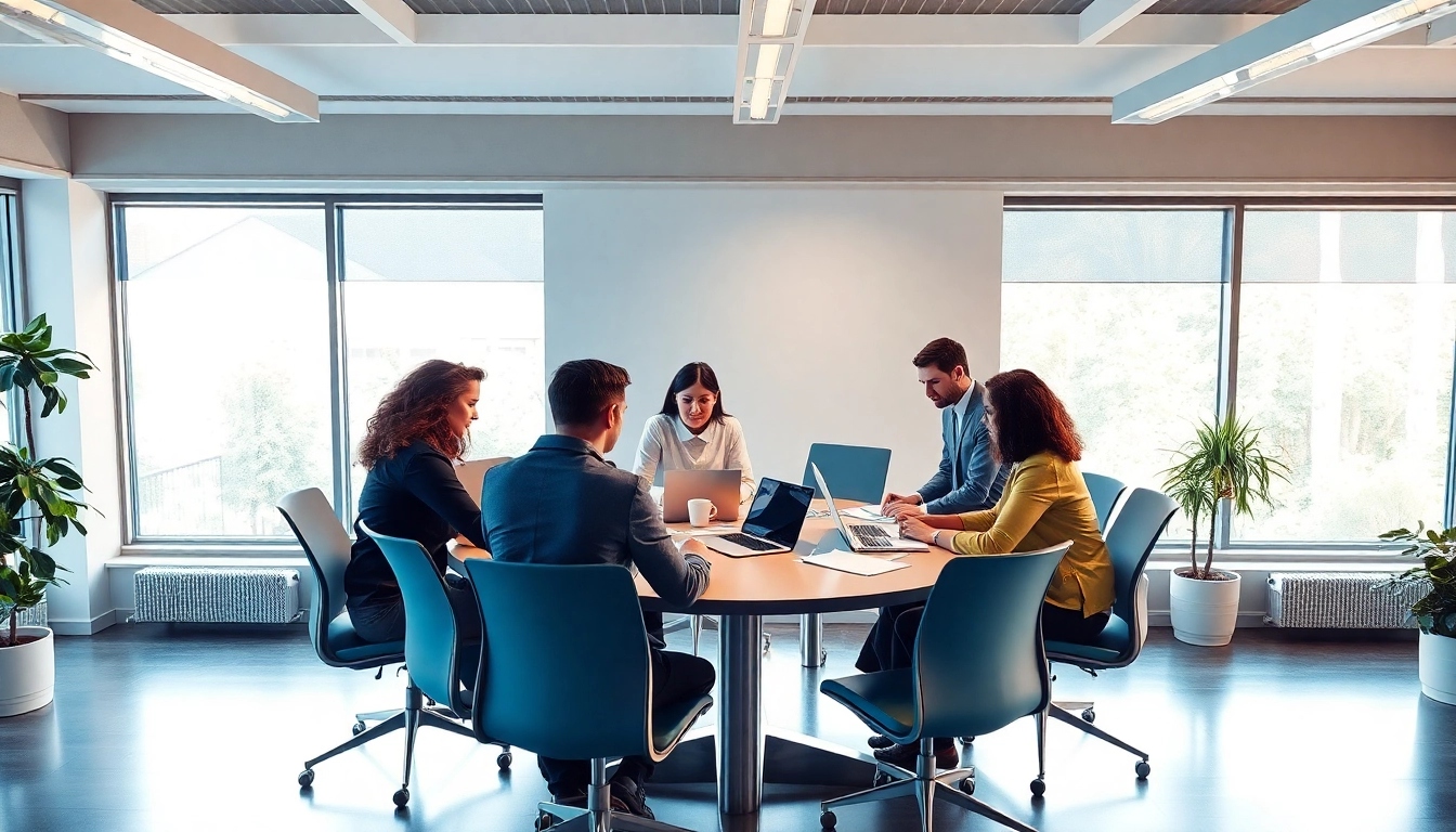 Headhunter Saarbrücken reflektiert ein engagiertes Team, das in einem modernen Büro zusammenarbeitet.
