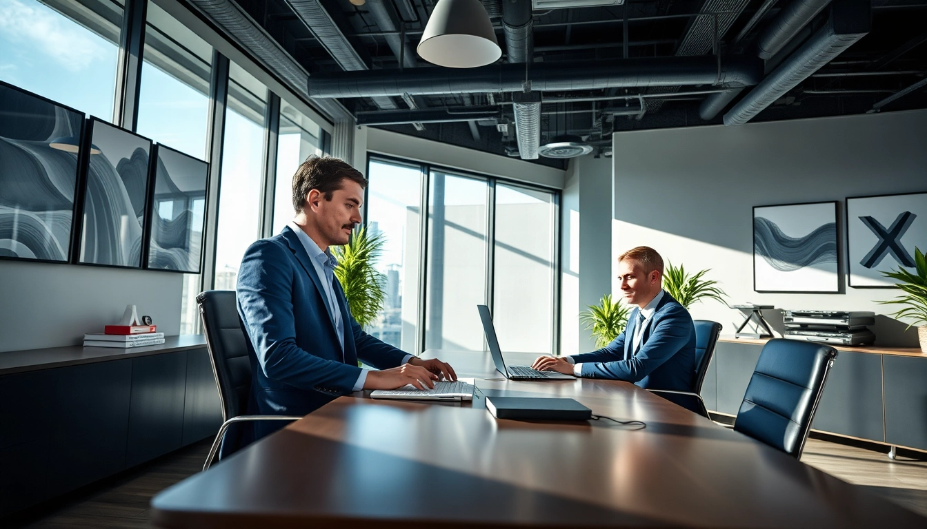 Headhunter Bochum bei der Arbeit in modernem Büro, fokussiert und professionell.