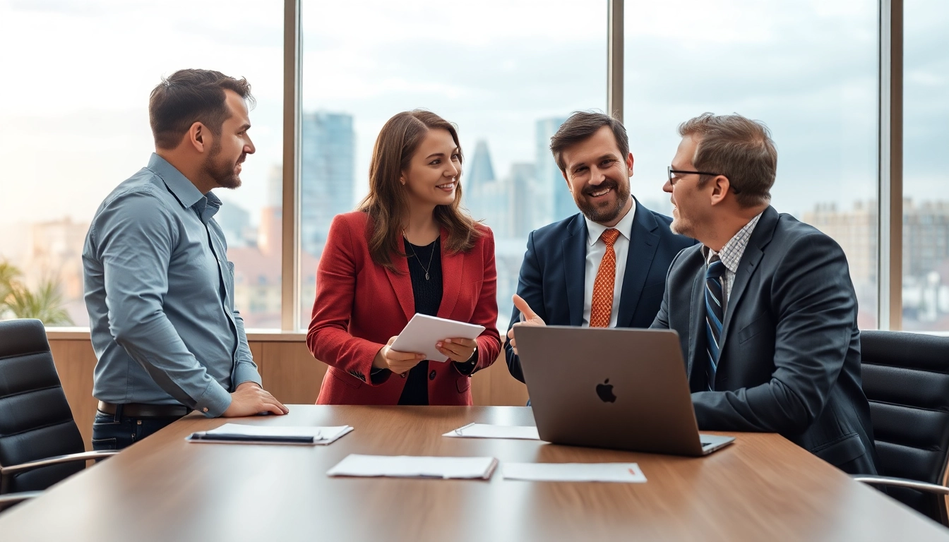 Professioneller Headhunter Kassel diskutiert mit Klienten in einem modernen Büro.