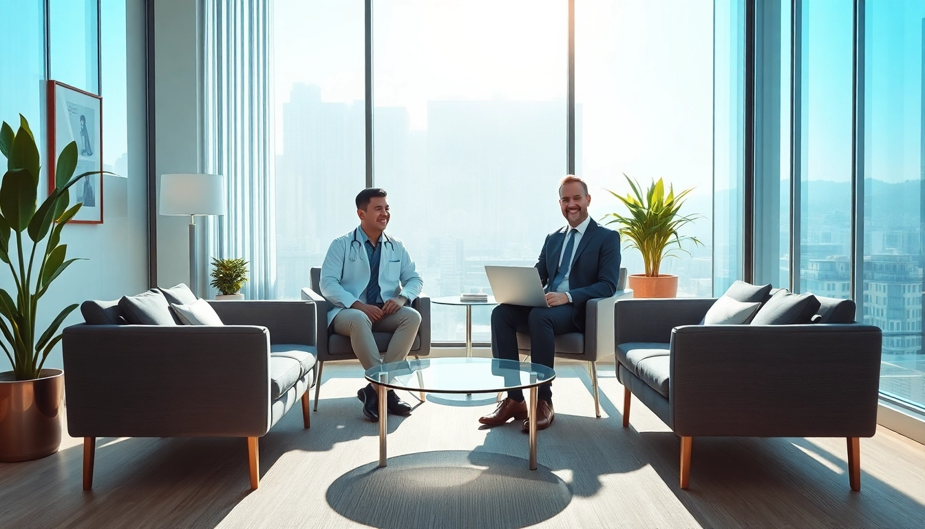 Headhunter Ärzte bei einem persönlichen Gespräch in einem modernen Büro.