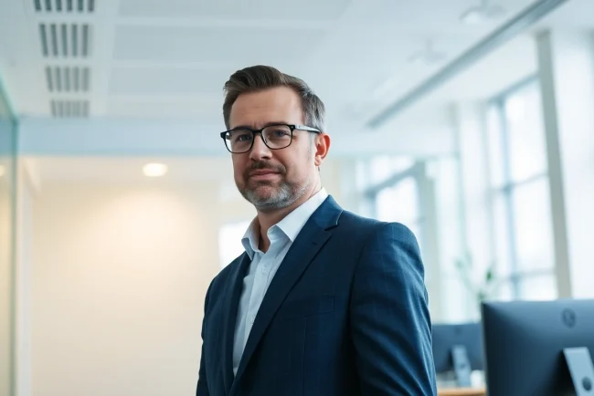 Headhunter Gesundheitswesen führt ein vertrauensvolles Gespräch mit einem Facharzt in einem modernen Büro.