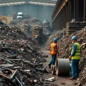 Effiziente Verarbeitung von Schrott im Schrotthandel Wuppertal, während Profis verschiedene Metalle sortieren.