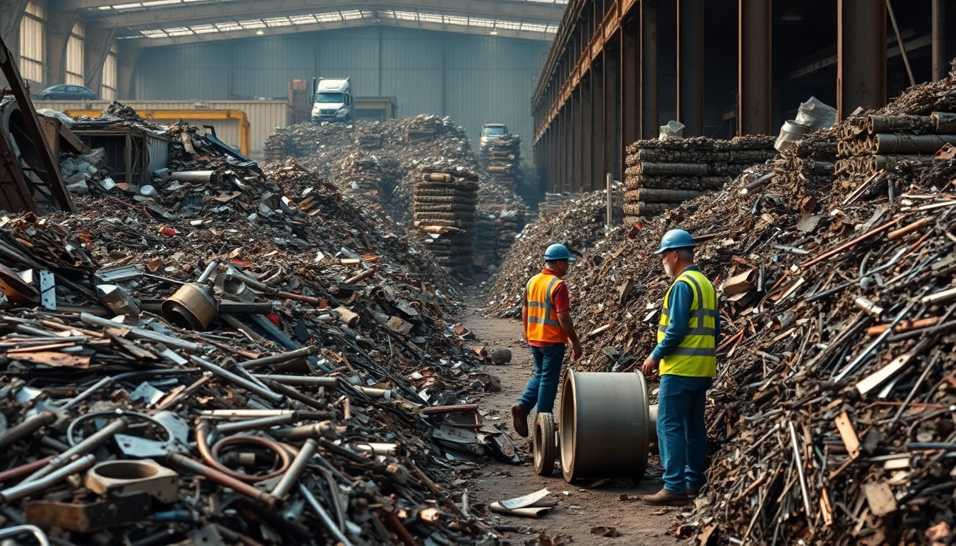 Effiziente Verarbeitung von Schrott im Schrotthandel Wuppertal, während Profis verschiedene Metalle sortieren.