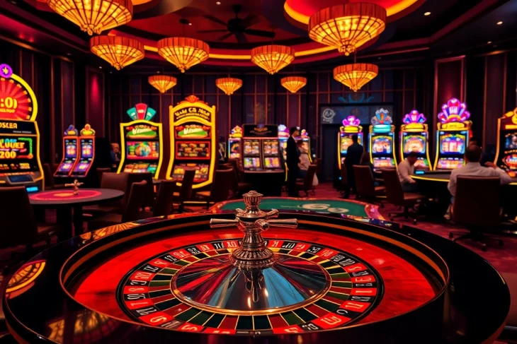 Experience the thrill of gambling at https://luck8.name/ with an exciting casino scene featuring roulette and poker.